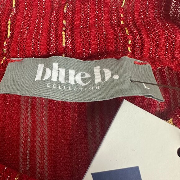 Red & Gold Star Striped Womens Long Sleeve Top By Blue B Size L - Picture 4 of 6